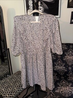 H&M Black and White Floral Midi Dress